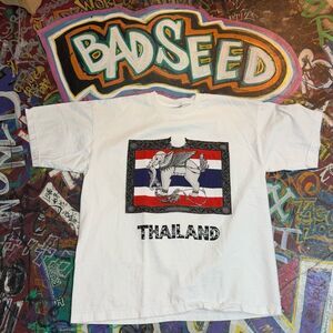 Vintage 90s Thailand Flag T-Shirt – Flying Elephant Graphic, Made in Thailand, L